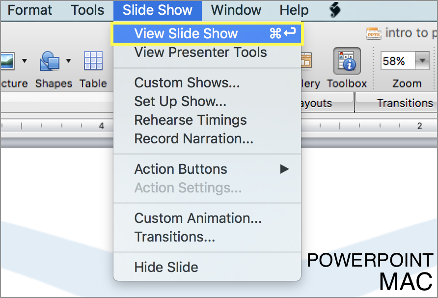 how set up images for a slideshow on the mac